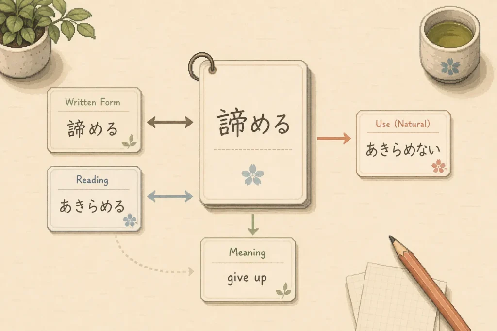 A Japanese word is not one memory. Each connection can be strong or weak on its own.