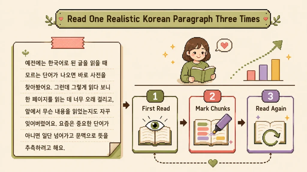 Read One Realistic Korean Paragraph Three Times
